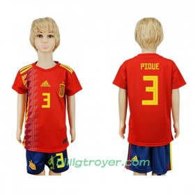 Billige Fotballdrakter Spania Pique 3 Barn VM 2018 Hjemmedraktsett